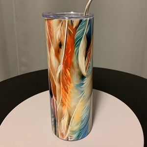 Hand Crafted Feather Design 20oz Skinny Tumbler